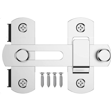 Serrure de porte de grange coulissante plus épaisse, 3,94" x 2,75" en acier inoxydable, loquet de porte, loquet de sécurité, petit boulon de porte pour salle de bain, extérieur (Argent)
