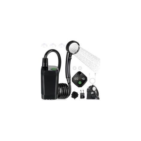Kit Douche de Camping, Douche Portable,Pompe de Douche Électrique Rechargeable,Imperméable, avec Afficheur Intelligent et Pomme de Douche 4 Modes pour Extérieure,Camping,Randonnée (1/5)