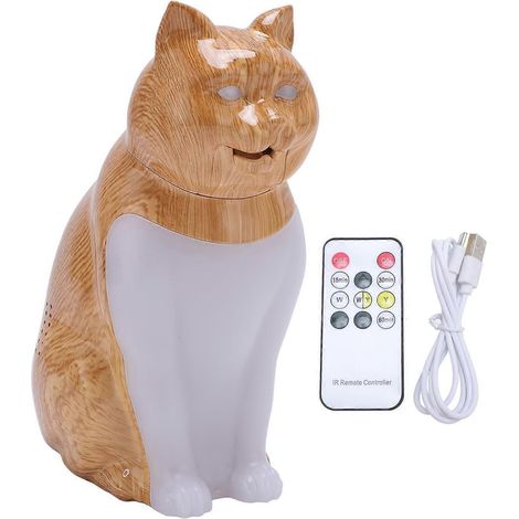 Veilleuse chat, lampe décorative mignonne, fonction de chargement USB, intensité réglable, télécommande, lampe de chevet avec son.