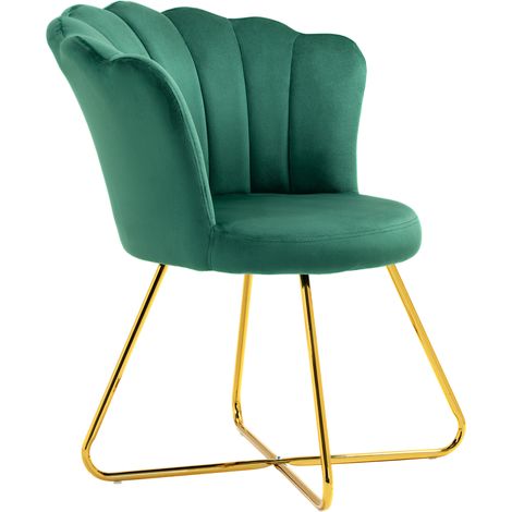 VelvetFeel Lotus Petal Accent Chair Green (1/5)