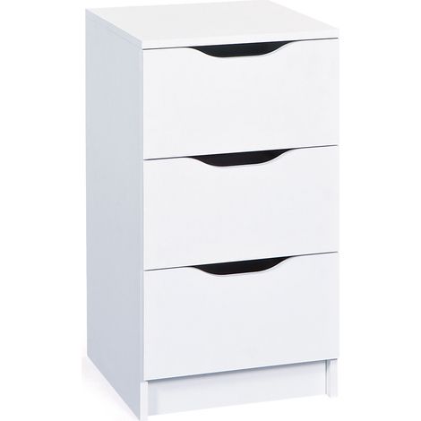 Commode 3 tiroirs 40x40x71 cm blanc - BRUCE