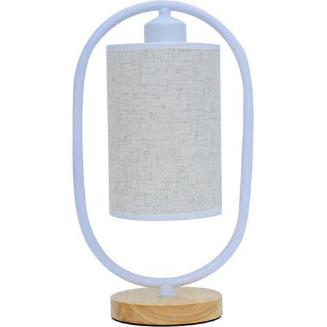 Ortviai Lampe de chevet LED 5 W avec 3 couleurs réglables, abat-jour en tissu et base en bois massif, design nordique (1/5)