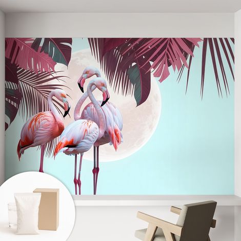 Tapete Vliestapete mit Kleber für Wohnzimmer Schlafzimmer Küche - Wanddekoration Exotische Vögel 152x104 cm (1/5)