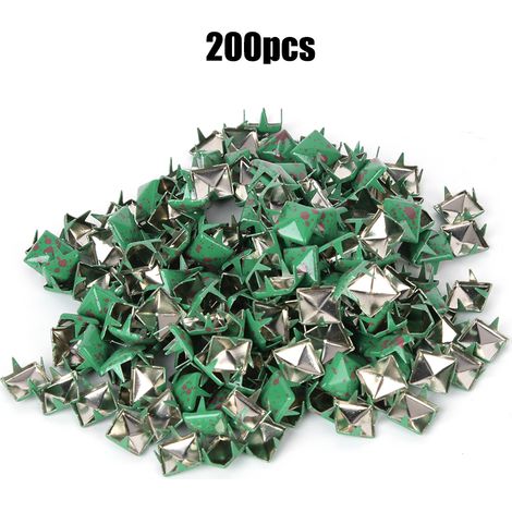 200 Pièces Rivets Carrés Métal 9mm Vert Fond Rouge Point, Accessoires Déco DIY Chaussures Sacs Chapeaux (1/5)