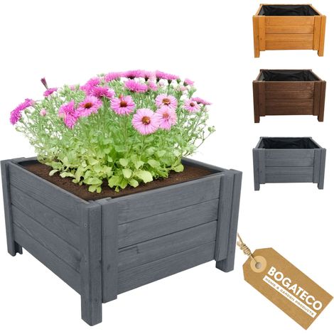 Jardinière Haute Bois Bogateco 60x60x30 cm Géotextile Anthracite (1/5)