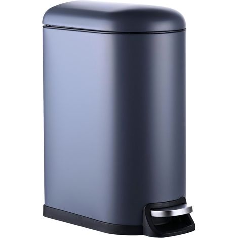 Relaxdays Mülleimer, 10 Liter, Absenkautomatik, entnehmbarer Inneneimer, Kosmetikeimer mit Deckel, Badeimer, grau