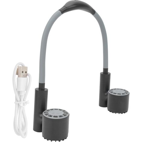 Nackenventilator mit 3 Geschwindigkeitsstufen, USB-Ladefunktion, leiser Betrieb, 2400-mAh-Akku, faltbarer Schlauch, 90°-Drehung, tragbar, schwarz (1/5)