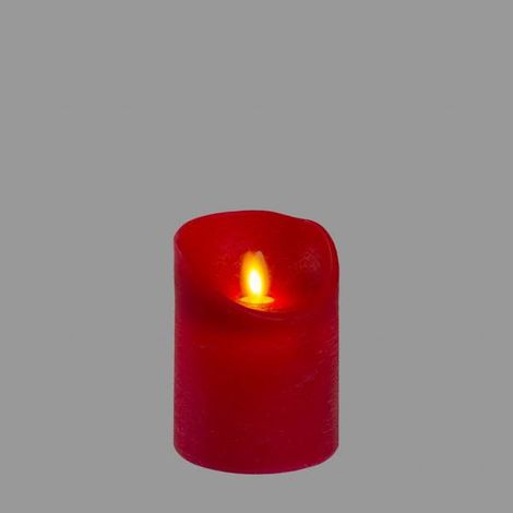 Bougie LED vraie Cire Rouge à piles Flamme vacillante H10cm Timer Blanc chaud Lotti (1/5)