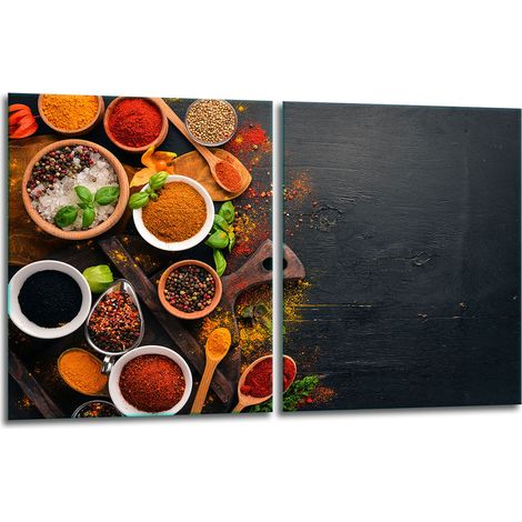 2 plaques de protection en verre pour cuisinière 40x52 épices (1/5)