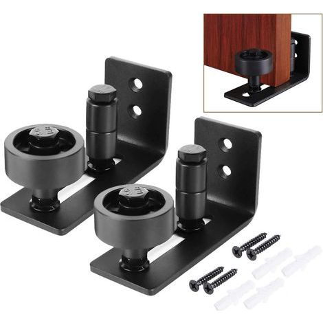 2 Pièces Multifunctional Guide de Plancher Bas de Porte de Grange Rouleau Réglable Guide au Sol pour Portes Coulissantes (1/5)