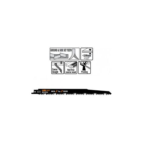 JS1531L-5 5 LAMES DE SCIES SABRES EN HCS POUR BOIS 240X5X5TPI