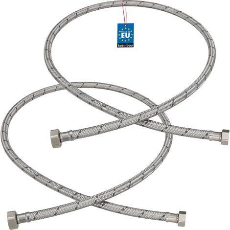 KOTARBAU® Lot de 2 Flexible Robinet 1/2"x3/8" - Tuyau Robinet 120cm - Acier Inoxydable - Rallonge Robinet Cuisine Flexible - Tuyau Robinet Cuisine Flexible - Tuyau Flexible Plomberie - Argent (1/4)