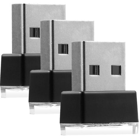 Lot de 3 mini lampes LED USB pour voiture, éclairage d'ambiance décoratif pour l'intérieur de la voiture-2X1.5cm (1/2)