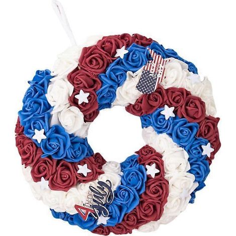 Couronne patriotique pour porte d'entrée, couronne de la fête de l'indépendance avec décorations en forme d'étoiles (1/4)