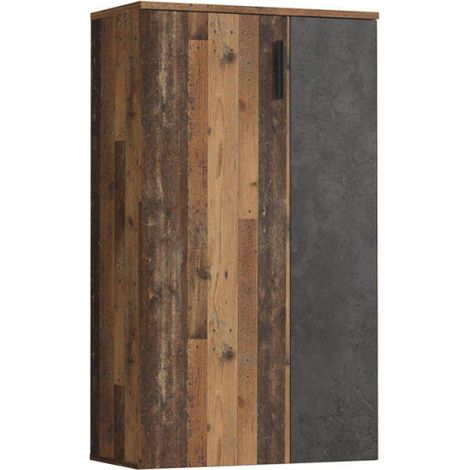 Armoire à chaussures 2 portes 5 étagères décor bois vintage – Dimensions 68,9x120,4x34,1 cm – Pour 15 paires – Meuble contemporain – Meubletmoi (1/5)