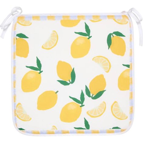 Galette de Chaise Citrons "Fruity" 39x39cm Jaune