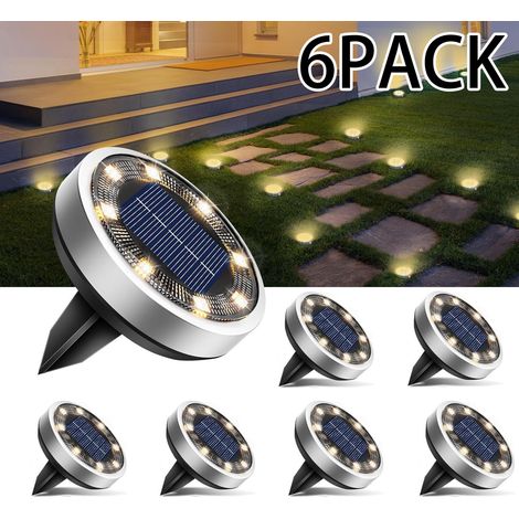 Lot de 6 lampes solaires encastrables — Éclairage extérieur pour pelouse, idéal pour allées, cours et éclairage décoratif. (1/5)