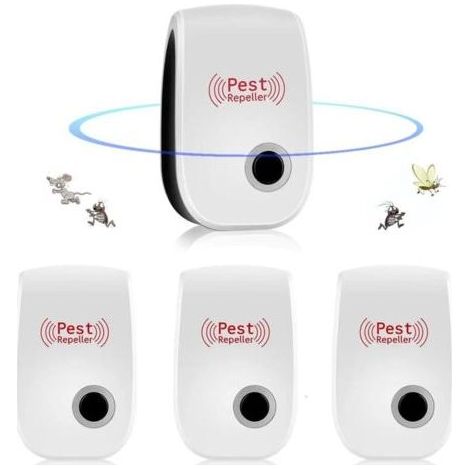 Ultrason Souris et Rats,Appareil Ultrason Souris,Répulsif à Ultrasons pour Souris Répulsif Intérieur Dispositif Anti Souris Insectes, Moustiques, Cafards, Rats, Araignées 4 Pack (1/5)