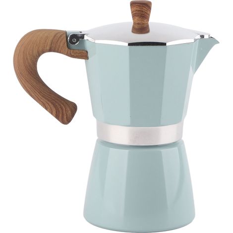 Moka-Kanne aus Aluminium, 300 ml, 6 Tassen, Smaragdgrün, italienischer Espresso für den Gebrauch zu Hause und im Freien, Hochdruckextraktion, manueller Filterkaffee. (1/5)