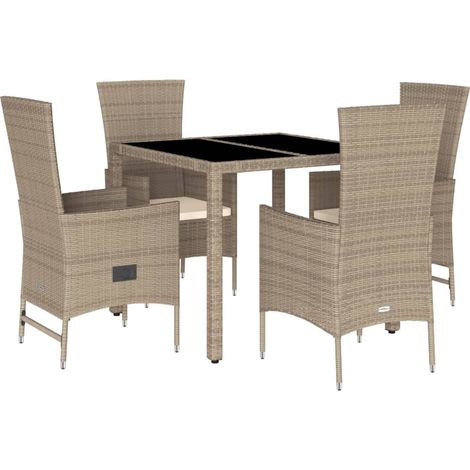 Maison Exclusive - Set comedor de jardín 5 pzas con cojines ratán (1/5)