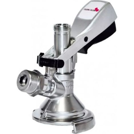 Robinet de cave Micro-Matic Type M combiné tête de tirage et raccord fût acier inoxydable R 5/8" boissons R 3/4" gaz (1/2)