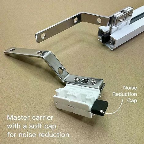 2 supports de tringle avec capuchon souple pour la réduction du bruit, compatibles avec les tringles à rideaux motorisées Somfy et les courroies de 105 mm. (1/4)