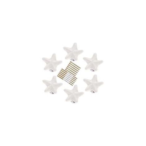 6 Pièces Bouton de Meuble en Forme d'Etoile de Mer avec 4 vis de différentes tailles, poignee de meuble cuisine en céramique,pour Placard Armoire Cuisine, Chambre d'enfant (Blanc) (1/5)