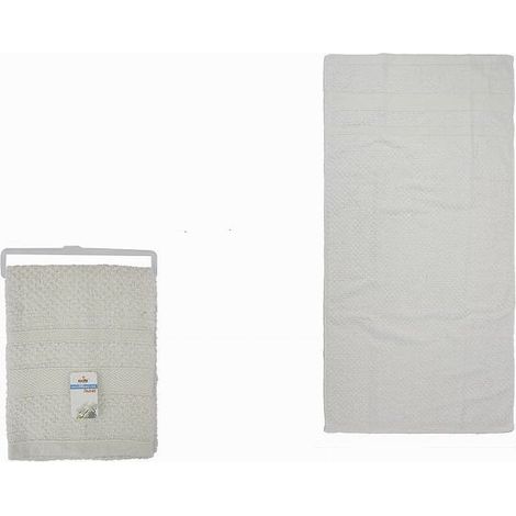 Cleafe - Asciugamano Da Bagno Telo In Cotone Morbida 70 X 140cm 410gr Colore Bianca 79486 - (1/2)