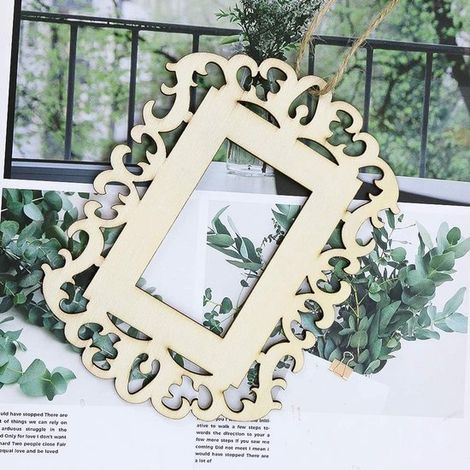 1 cornice portafoto in legno non trattato (11 x 15 cm) con spago di iuta, ideale per decorazioni, lavori artigianali, progetti di pittura fai-da-te e per conservare foto. (1/4)