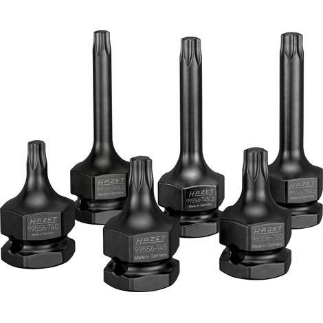 HAZET JEU DE TOURNEVIS À PERCUSSION ET MACHINE 1/2'' 995S6/6, TORX T40, T45, T50, 24 MM HEXAGONAL EXTÉRIEUR, POUR VÉHICULES UTILI (1/4)