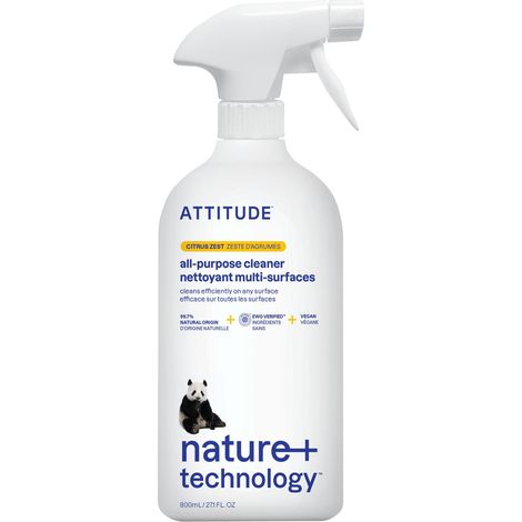 Nettoyant Multi-Usage en Spray, Végan, 94% d’Ingrédients d’Origine Végétale, Sans Traces, Pour Cuisine, Salle de Bain, Vitres et Plus, Parfum Zeste d’Agrumes, 800 mL (1/5)