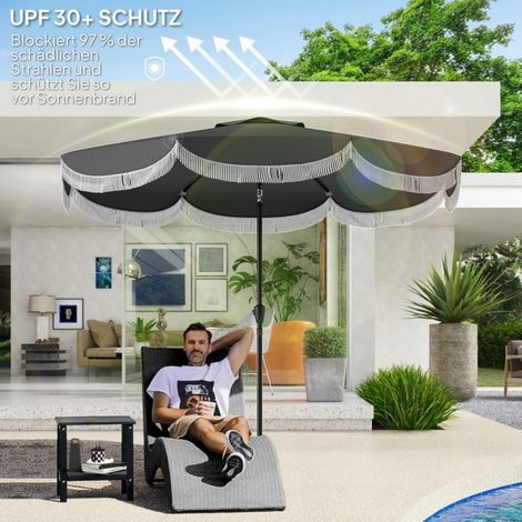 REDOM Sombrilla de jardín 269x269x238 cm, inclinable con manivela, protección UV 30+, poliéster gris oscuro (1/5)