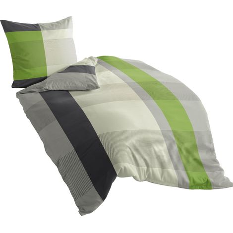 Bierbaum 464302 - Lenzuola in Satin di Cotone MAKO, 135x200 cm + 80x80 cm, Colore: Argento