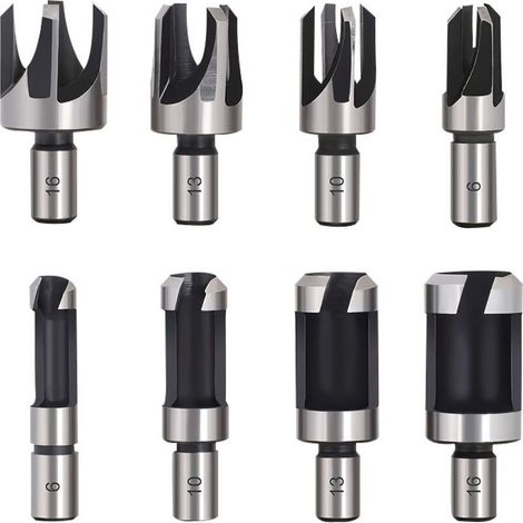 8 Pièces Fraise à Bouchonner Mèche à Bouchon Coupe-Bouchon Fabricant de Goujons 6mm 10mm 13mm 16mm Perceuse pour le Travail du Bois Forets à Bois à Griffe et Coniques (1/3)