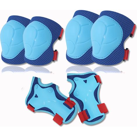 Ensemble de six protections pour genoux et coudes - bleues et rouges (1/5)