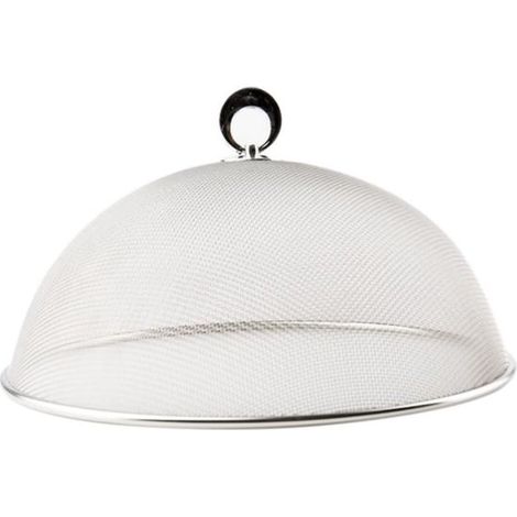 Custodia protettiva per alimenti, rotonda in acciaio inox, resistente e riutilizzabile per cucina, campeggio, picnic, feste e barbecue, argento, 30 x 30 x 12 cm (1/5)
