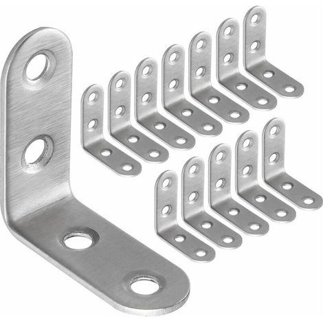 50 pcs équerres de fixation en acier inoxydable 40x40 mm, pour la fixation et la réparation des équerres de meubles, joints renforcés, argent (1/5)