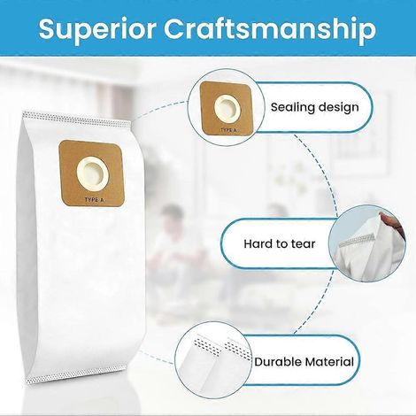 Lot de 10 sacs aspirateurs HEPA de type A pour Riccar Most Vibrance, série R, séries 2000/4000, et Simplicity Symmetry, séries 5000/6000 (1/5)