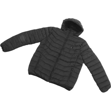 Veste chauffante unisexe USB à 3 niveaux de température avec capuche, idéale pour l'hiver, noire et taille XL. (1/5)