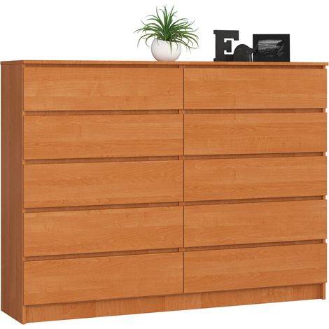 Kommode AKORD K160 Erle 160 cm 10 Schubladen B160 x H121 x T40 cm