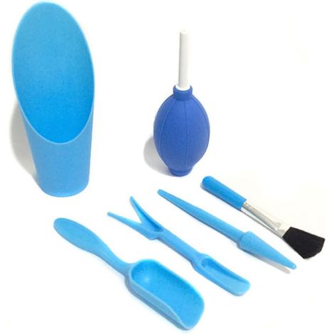 Kit D'outils de Jardinage Mini en Plastique Bleu pour Plantes Succulentes, 6 Pièces Portables Pelle et Arrosoir, pour Petits Jardins et Intérieur (1/5)