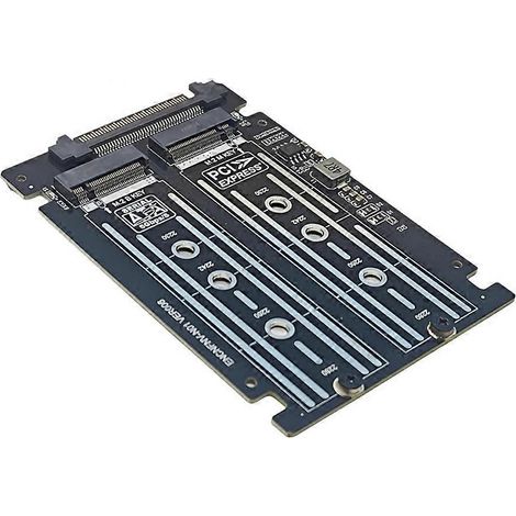 2-in-1 M.2 M-KEY NVMe PCI-E 4.0 Gen4 M.2 B-Key SATA 6 Gb/s Dual SSD zu SFF-8639 U.2 Adapterkarte (1/5)