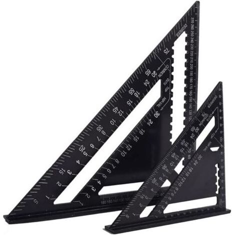 Equerre Menuisier Multifonctions 18cm et 30cm, Triangle Métal Aluminium Règle Équerre Trusquin Guide Raporteur Angle 45 90 Degres/Outillage Charpentier/Outil Traçage Guidage Menuiserie Bois (1/4)