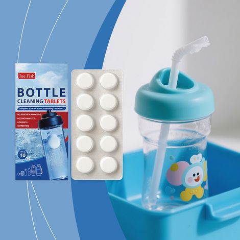 Reinigungstabletten für Wasserbecher, praktisch zum Einweichen und Auflösen von Kalkablagerungen, Brausetabletten für die sofortige Reinigung – 10 Stück -- DTEKGAZ (1/5)