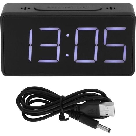 Eosnow Alarme de chevet à LED avec horloge électronique simple avec fonction Snooze pour un usage domestique étudiant (Noir) (1/4)