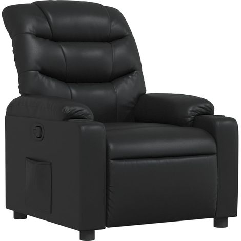 Poltrona relax porta TV con rivestimento confortevole e funzione basculante manuale in PVC nero DEC028072