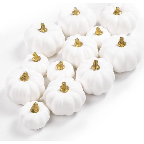 Benjia Kürbis Herbst Dekoration Mini 12 Stück Weiß Halloween Thanksgiving (1/5)