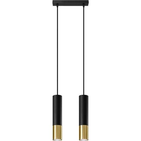 Suspension 2 Lampes Noire Or pour Ampoule GU10 - SILUMEN (1/5)