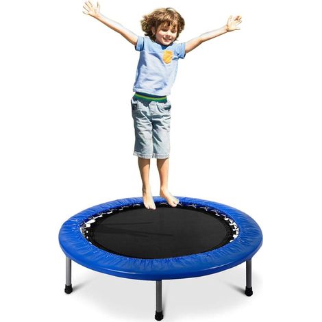 Trampolino Elastico 95,2cm Trampolino Fitness Pieghevole, capacità di Carico 100 kg, Interno e Esterno, Blu (1/5)
