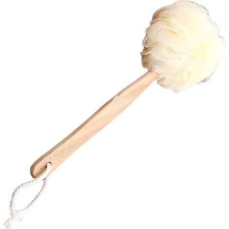 Épingle de bain à long manche, éponge de bain blanche pour douche et salle de bain (1/5)